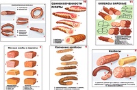 Плакаты ПРОФТЕХ "Ассортимент колбасной и мясной продукции" (11 пл, винил, 70х100) - fgospostavki.ru - Домодедово
