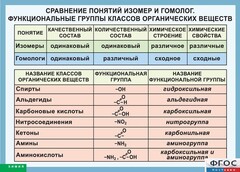 Таблица. Сравнение понятий изомер и гомолог. Функциональные группы классов органических веществ. - fgospostavki.ru - Домодедово
