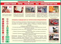 Таблица "Действия при пожаре на предприятии" (100х140 сантиметров, винил) - fgospostavki.ru - Домодедово
