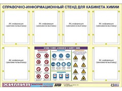 Стенд информационный "Правила техники безопасности в кабинете химии" (80х110, 6 карманов) - fgospostavki.ru - Домодедово