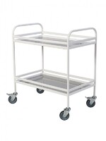 Столик процедурный передвижной металлический с двумя полками из нержавеющей стали с бортиками - fgospostavki.ru - Домодедово