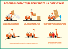 Таблица "Безопасность труда при работе на погрузчике" (100х140 сантиметров, винил) - fgospostavki.ru - Домодедово