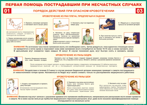Таблица "Порядок действий при опасном кровотечении" (100х140 сантиметров, винил) - fgospostavki.ru - Домодедово