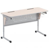 Стол ученический двухместный с перфорированной панелью, наклоном столешницы (0-24°) и корзиной - fgospostavki.ru - Домодедово