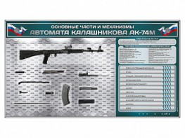 Электрифицированный стенд "Основные части и механизмы автомата Калашникова АК-74М" с полноразмерными, оригинальными макетами деталей и механизмов под стеклом - fgospostavki.ru - Домодедово
